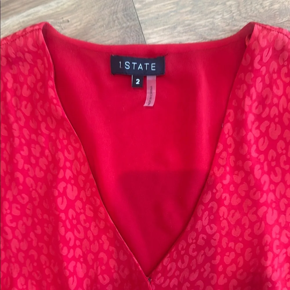 1. State Red Ruffled Wrap Mini Dress - Picture 2 of 4